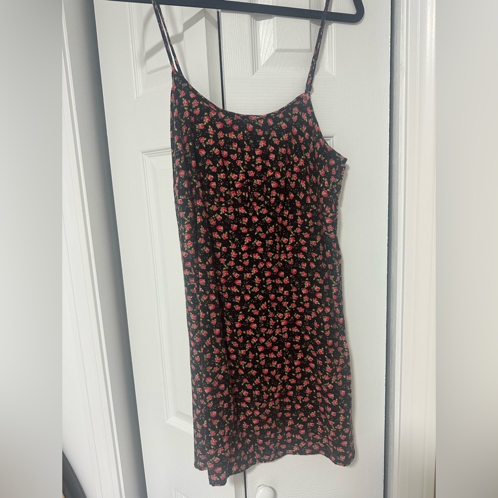 Wild Fable Black Dress with Pink Floral Design - cotton with adjustable straps